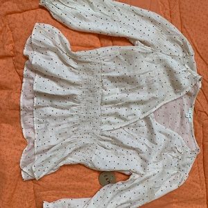 White t-shirt w/ polkadots